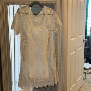 White short sleeved slip/cover dress